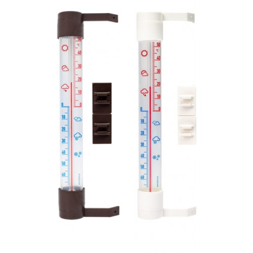 Window thermometer stick-on/screw-on, white (-60°C to +50°C) 23cm